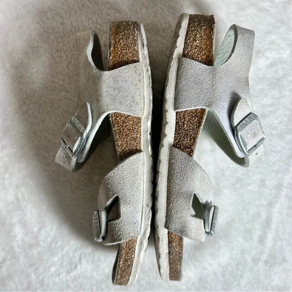 Birkenstock Kids Iridescent Silver Adjustable Strap Sandals Size 32 EU/1-1.5 US - Picture 6 of 12